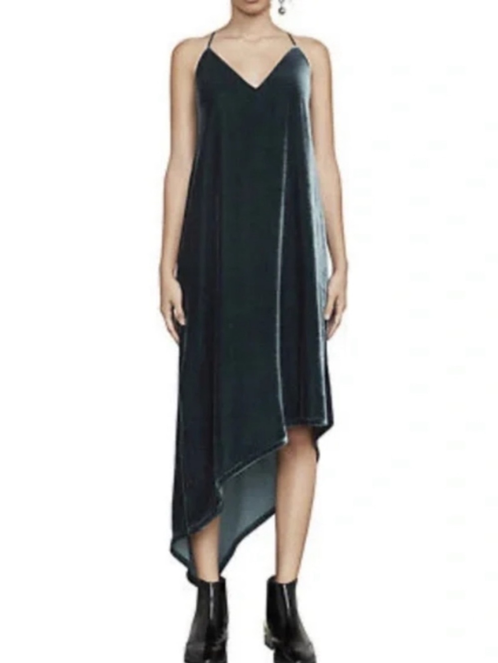 BCBGMaxAzria Elena Velvet Asymmetrical Slip Dress
